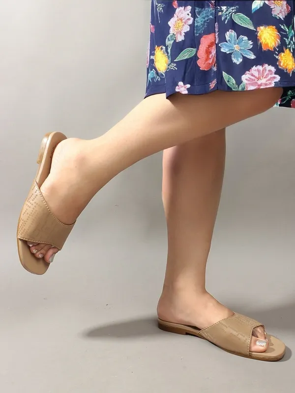 Beige_Synthetic_Flats_For_Women