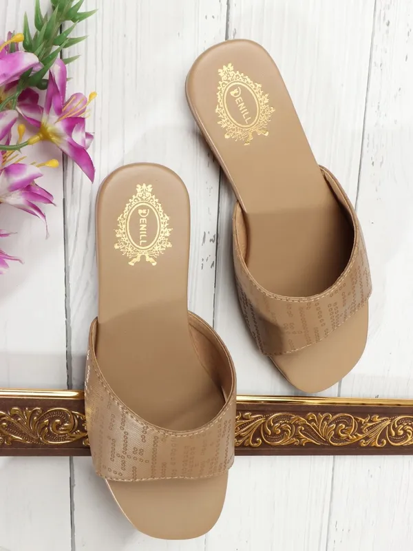Beige_Synthetic_Flats_For_Women