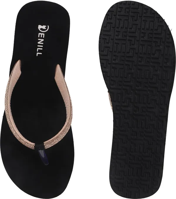 Gold_And_Black_Synthetic_Flats_For_Women