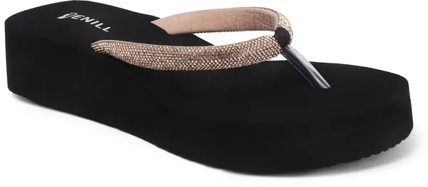 Gold_And_Black_Synthetic_Flats_For_Women