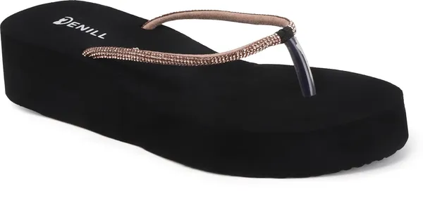 Gold_And_Black_Synthetic_Flats_For_Women