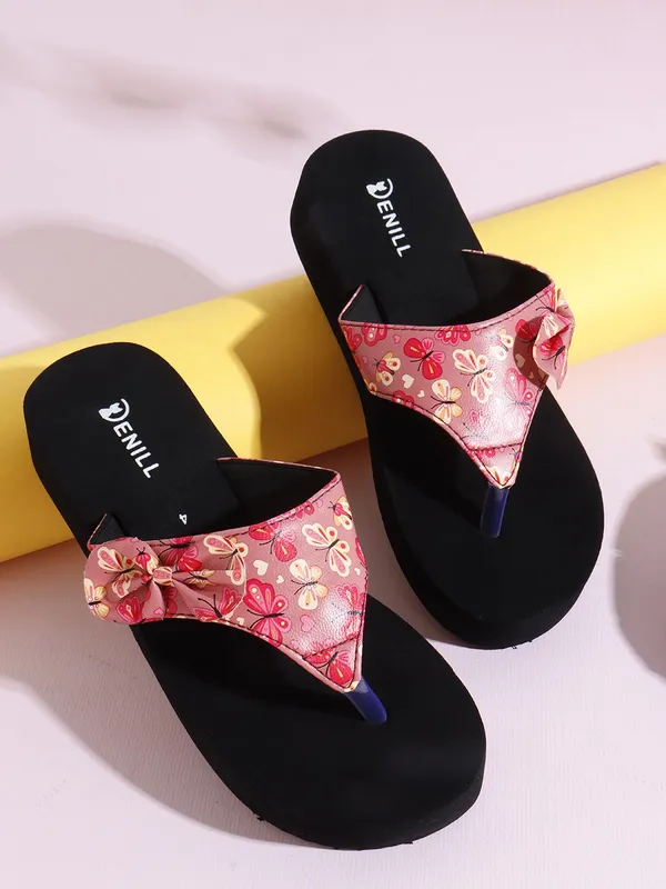 Pink_And_Black_Synthetic_Flats_For_Women