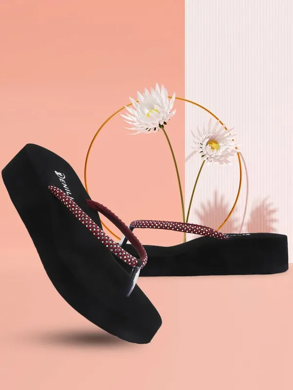 Maroon_Suede_Flats_For_Women
