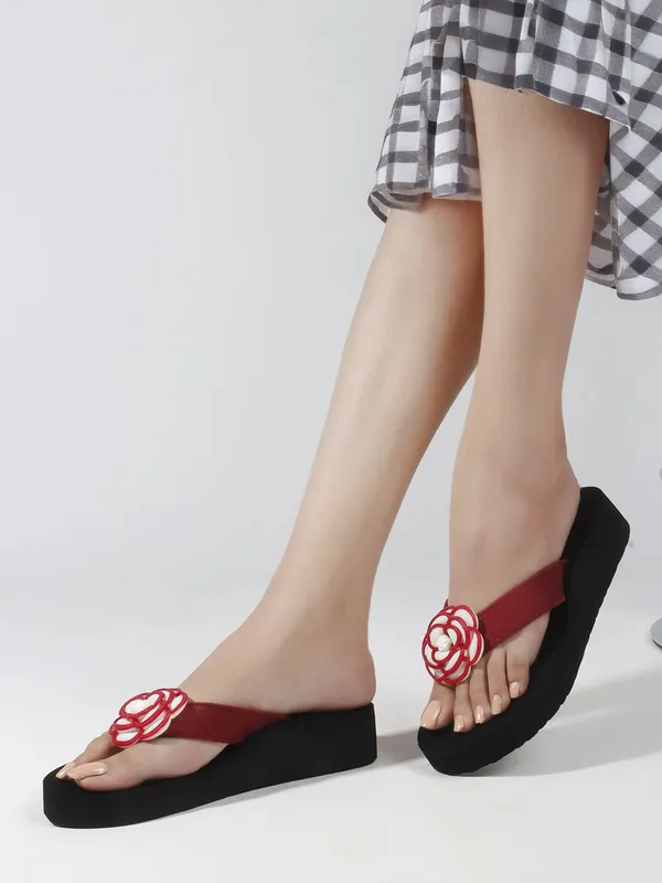 Maroon_Suede_Flats_For_Women
