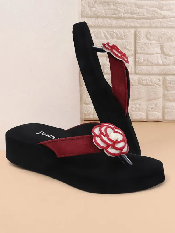 Maroon_Suede_Flats_For_Women