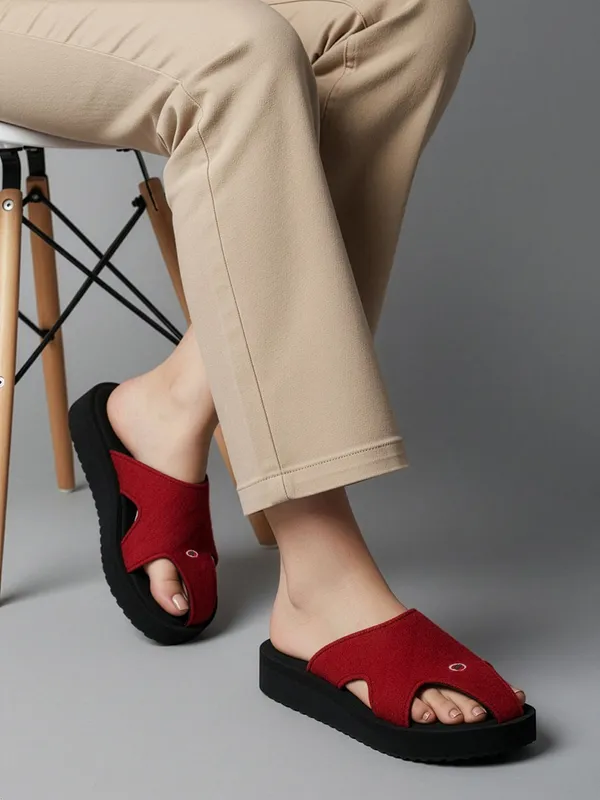 Maroon_Suede_Flats_For_Women