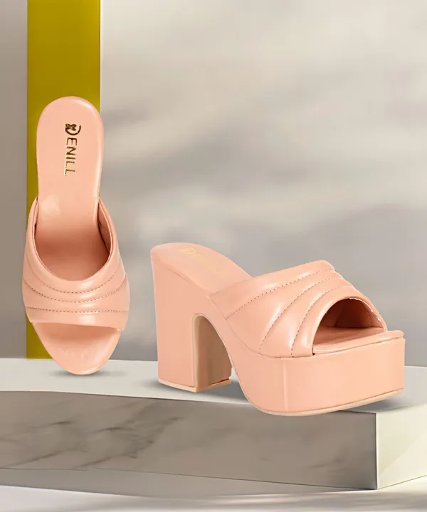 Pink_Synthetic_Leather_Heels_For_Women