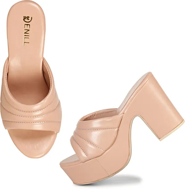 Pink_Synthetic_Leather_Heels_For_Women