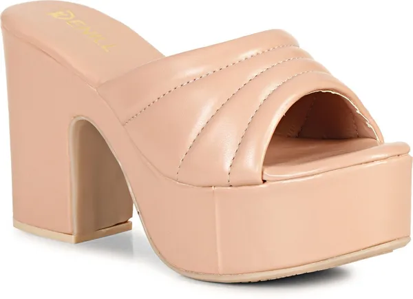 Pink_Synthetic_Leather_Heels_For_Women