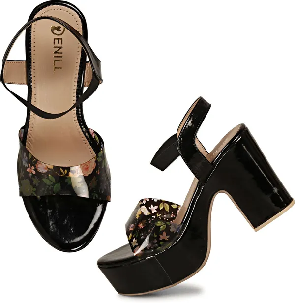 Black_Synthetic_Leather_Heels_For_Women