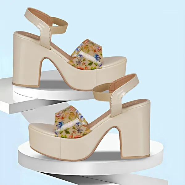 Beige_Synthetic_Leather_Heels_For_Women