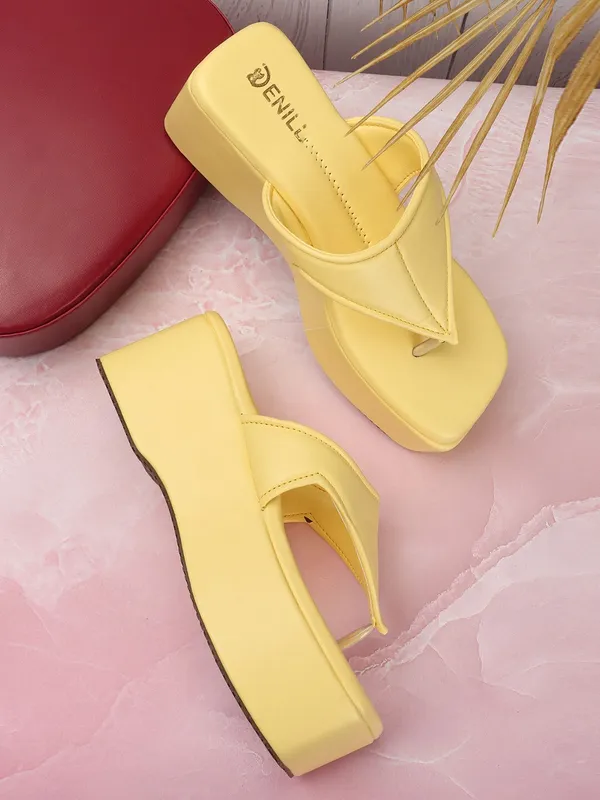 Yellow_Synthetic_Heels_For_Women