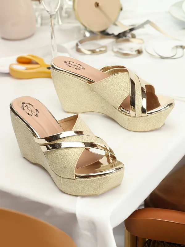 Gold_Synthetic_Heels_For_Women