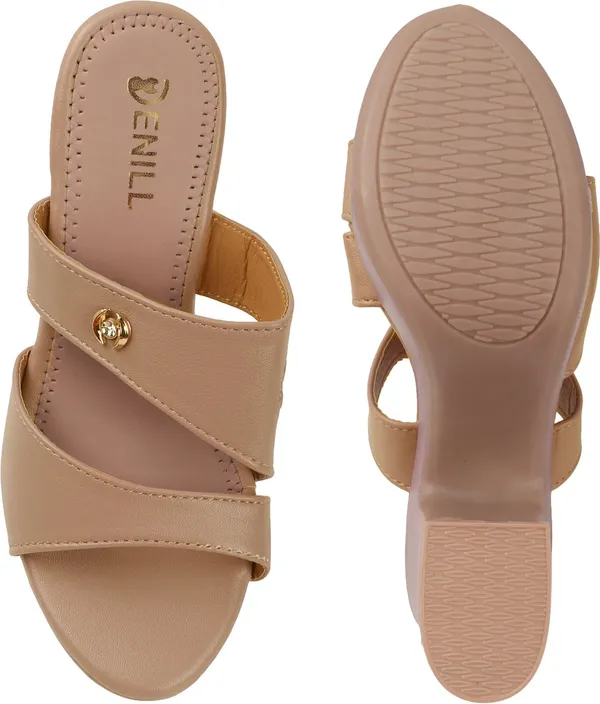 Beige_Synthetic_Leather_Heels_For_Women