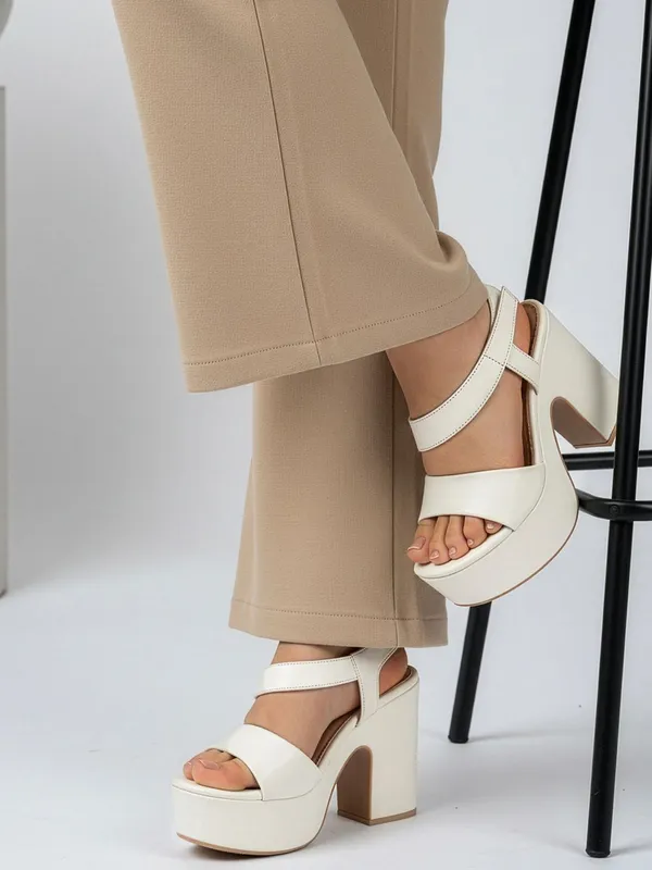 White_Synthetic_Leather_Heels_For_Women