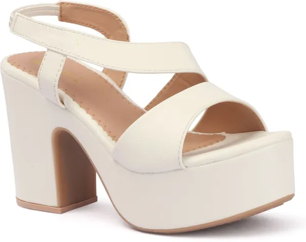 White_Synthetic_Leather_Heels_For_Women