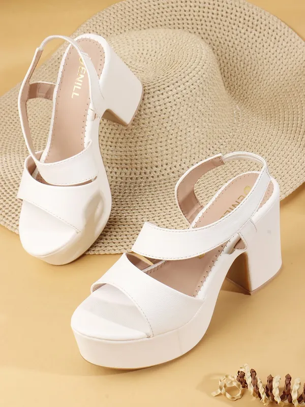 White_Synthetic_Leather_Heels_For_Women
