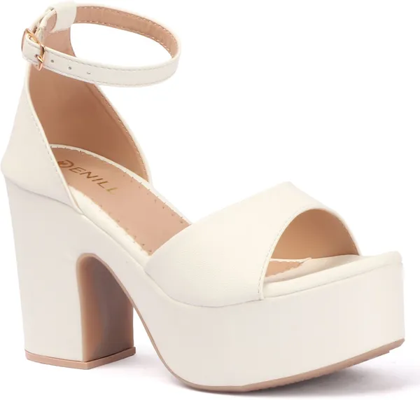 White_Synthetic_Leather_Heels_For_Women
