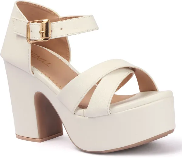 White_Synthetic_Leather_Heels_For_Women