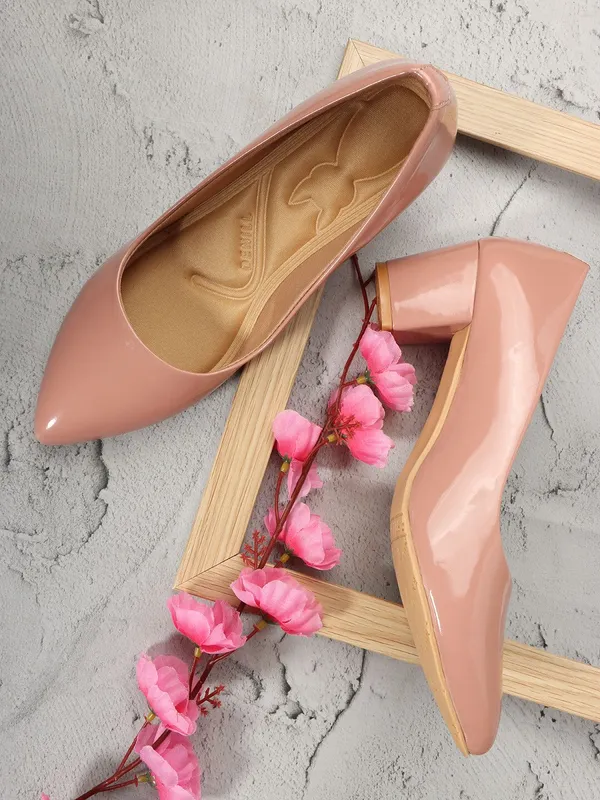 Peach_Patent_Leather_Heels_For_Women