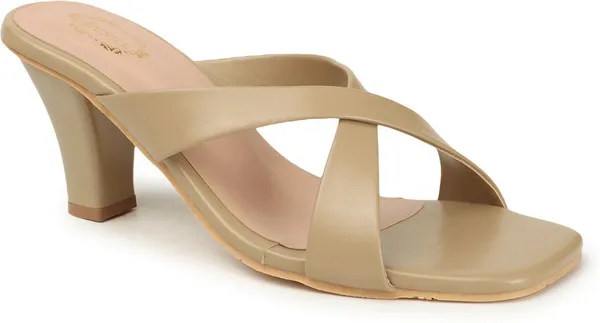 Beige_Synthetic_Leather_Heels_For_Women