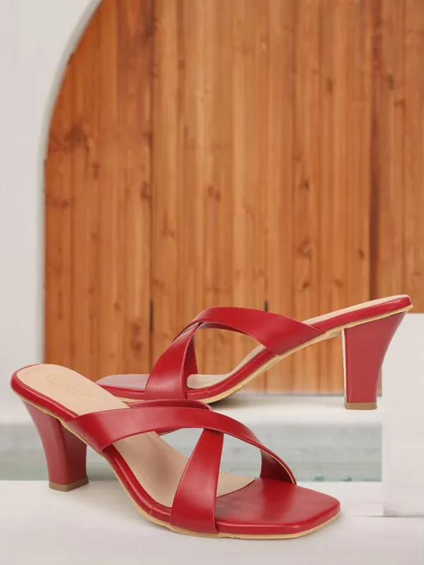 Maroon_Synthetic_Leather_Heels_For_Women