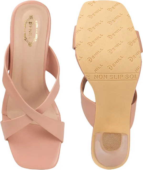 Pink_Synthetic_Leather_Heels_For_Women