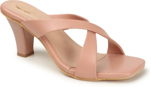 Pink_Synthetic_Leather_Heels_For_Women
