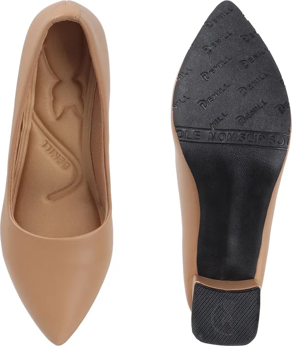 Beige_Synthetic_Leather_Heels_For_Women