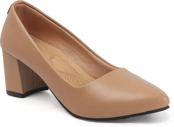 Beige_Synthetic_Leather_Heels_For_Women