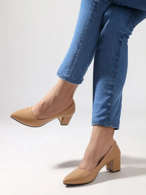 Beige_Synthetic_Leather_Heels_For_Women