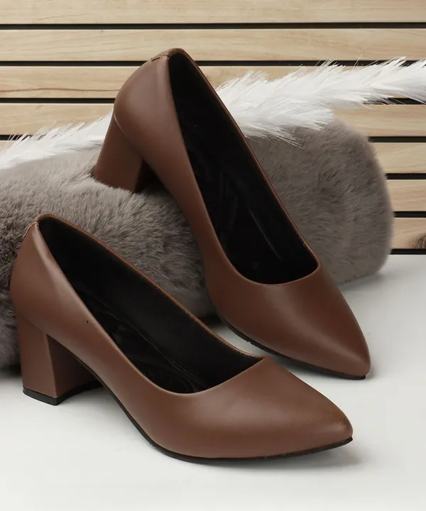 Brown_Synthetic_Leather_Heels_For_Women