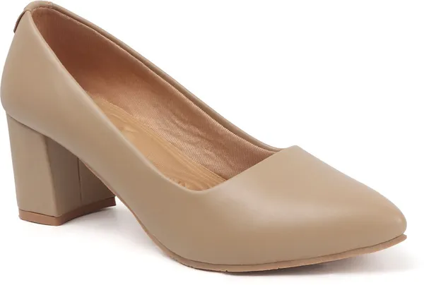 Beige_Synthetic_Leather_Heels_For_Women