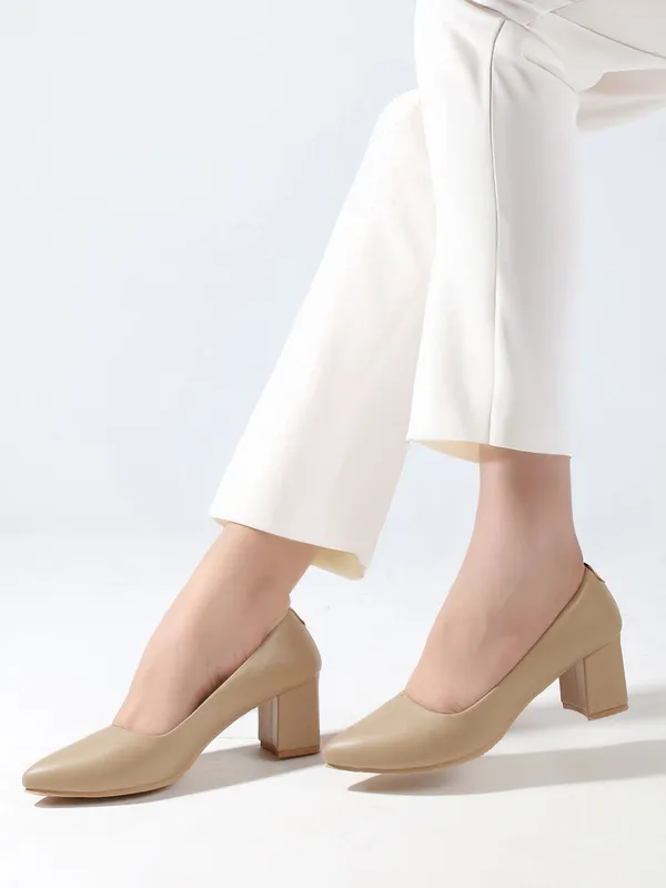 Beige_Synthetic_Leather_Heels_For_Women