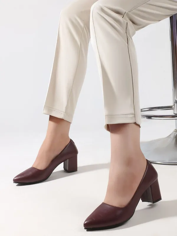 Maroon_Synthetic_Leather_Heels_For_Women