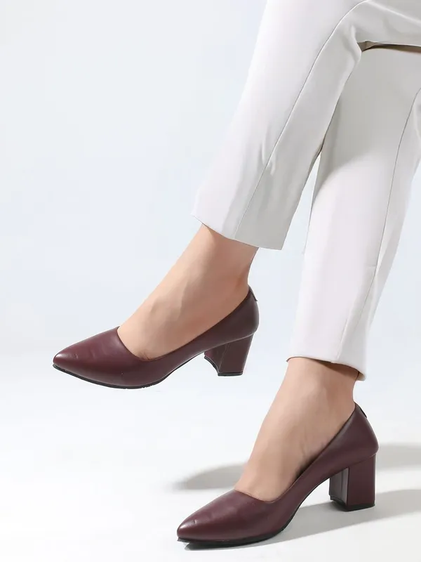 Maroon_Synthetic_Leather_Heels_For_Women
