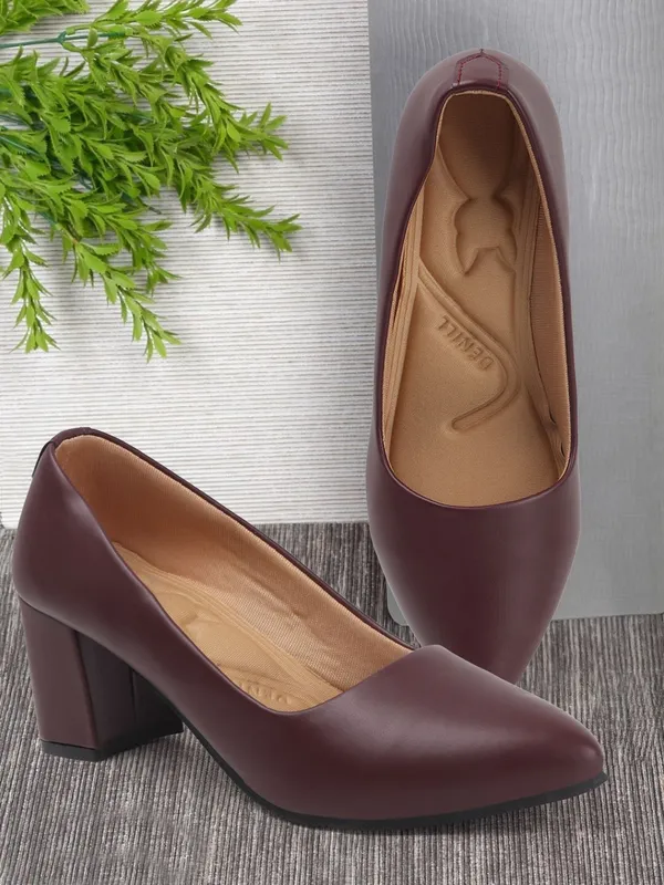 Maroon_Synthetic_Leather_Heels_For_Women
