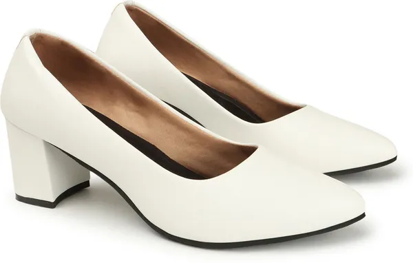 White_Synthetic_Leather_Heels_For_Women