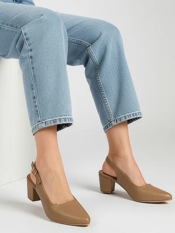 Beige_Synthetic_Leather_Heels_For_Women