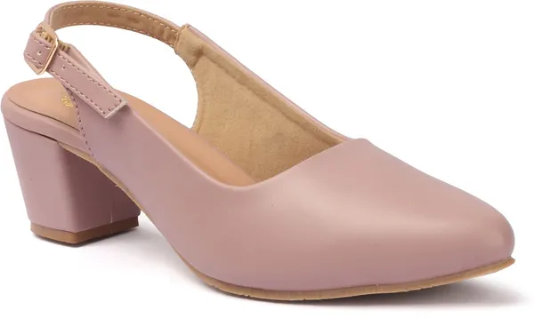 Pink_Synthetic_Leather_Heels_For_Women