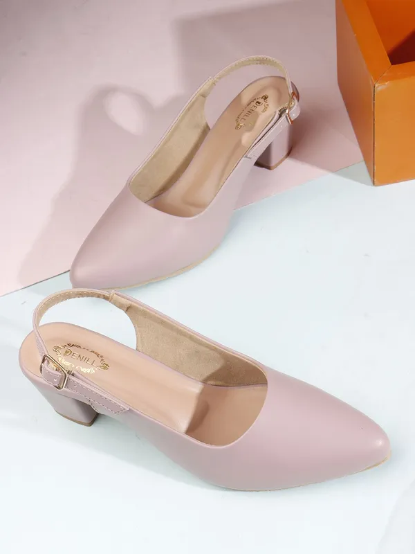 Pink_Synthetic_Leather_Heels_For_Women
