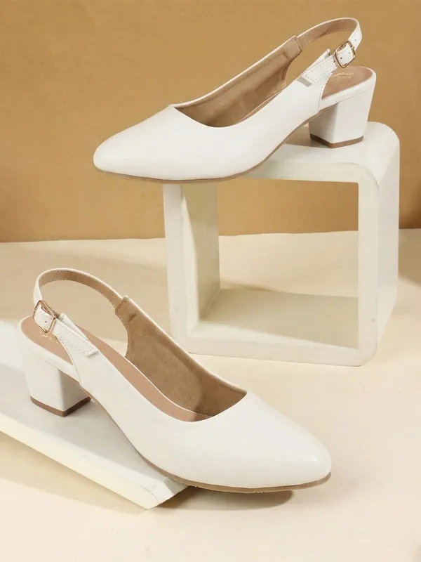 White_Synthetic_Leather_Heels_For_Women