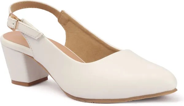White_Synthetic_Leather_Heels_For_Women
