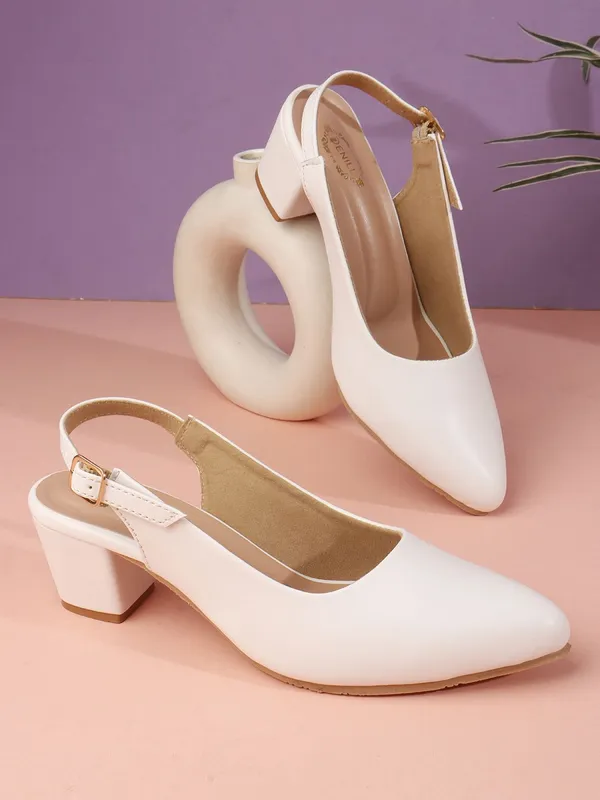 White_Synthetic_Leather_Heels_For_Women