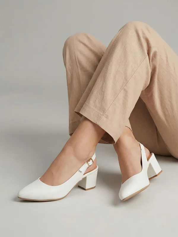 White_Synthetic_Leather_Heels_For_Women