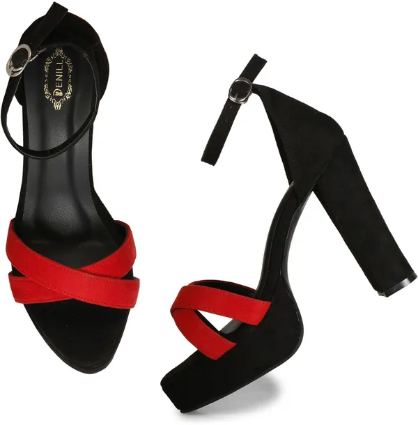 Red_Synthetic_Leather_Heels_For_Women