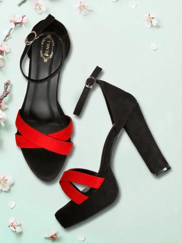 Red_Synthetic_Leather_Heels_For_Women