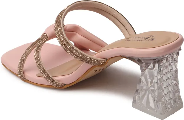 Pink_Synthetic_Leather_Heels_For_Women