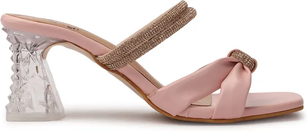 Pink_Synthetic_Leather_Heels_For_Women