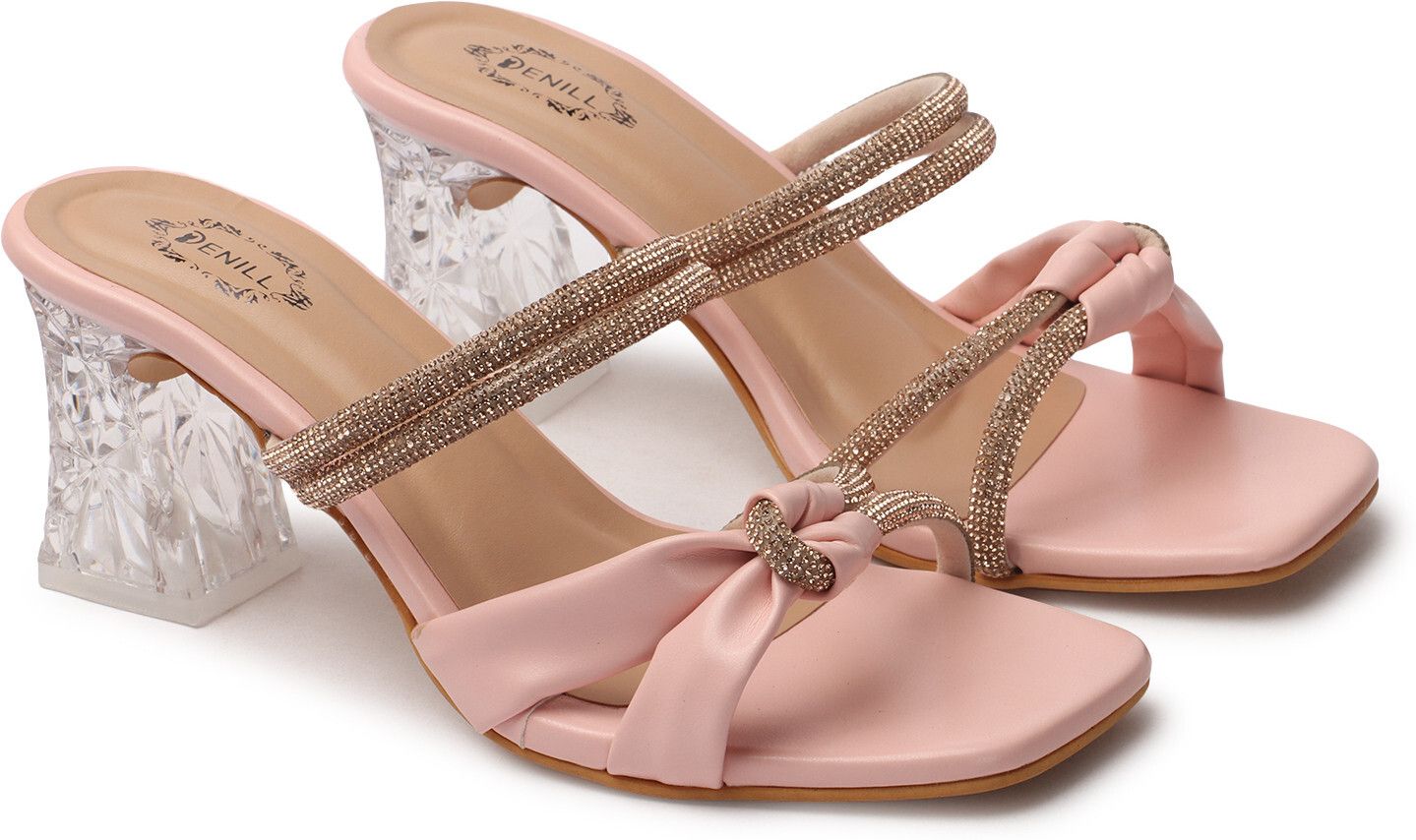 Pink_Synthetic_Leather_Heels_For_Women